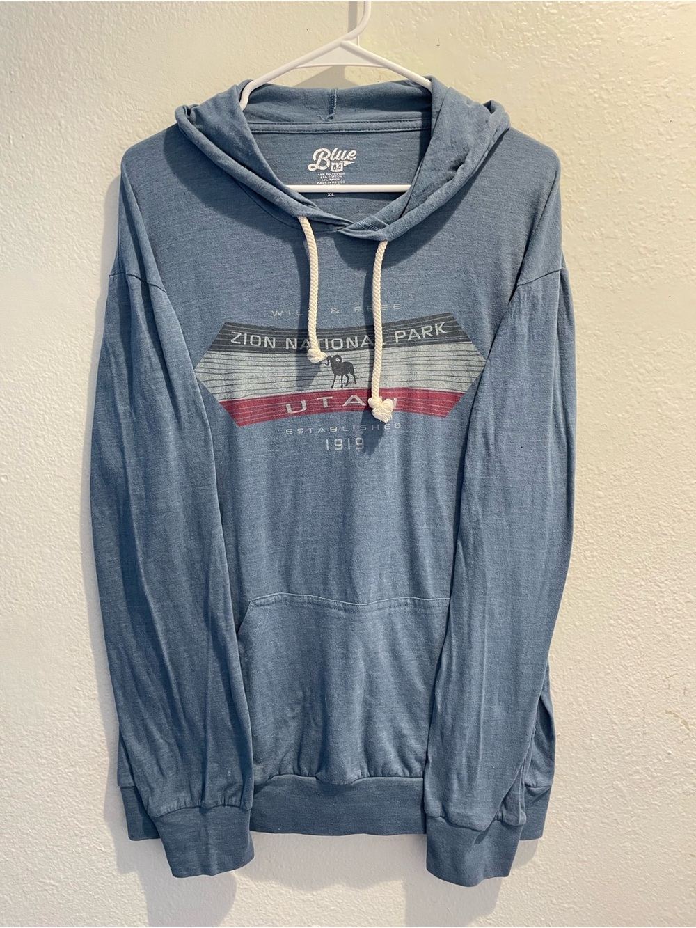 Blue 84 Zion National Park Utah Graphic Pullover Hoodie Blue Men's XL Pockets